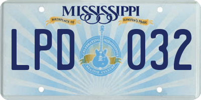 MS license plate LPD032