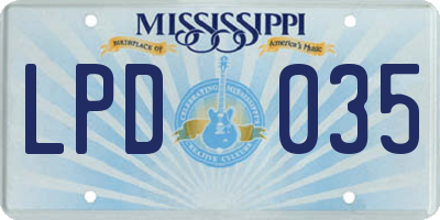 MS license plate LPD035