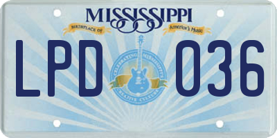 MS license plate LPD036