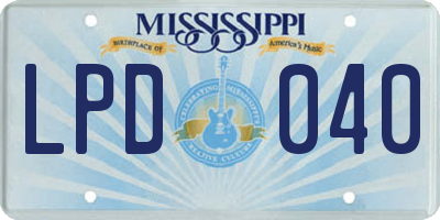 MS license plate LPD040