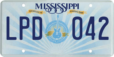 MS license plate LPD042