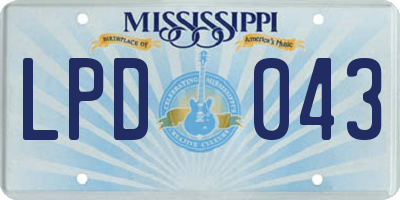 MS license plate LPD043
