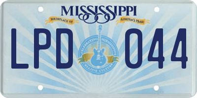 MS license plate LPD044