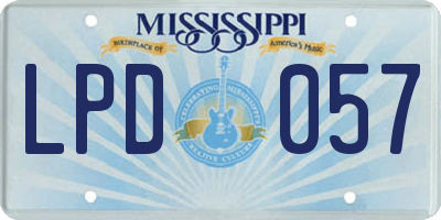MS license plate LPD057