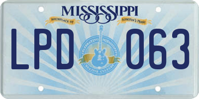 MS license plate LPD063