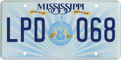 MS license plate LPD068