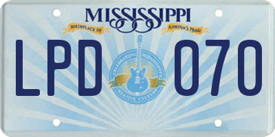 MS license plate LPD070