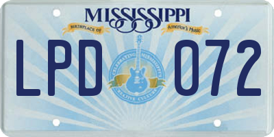 MS license plate LPD072
