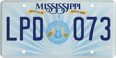 MS license plate LPD073