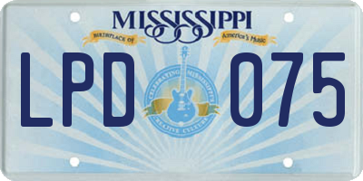 MS license plate LPD075