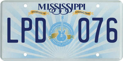 MS license plate LPD076