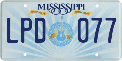 MS license plate LPD077