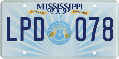 MS license plate LPD078