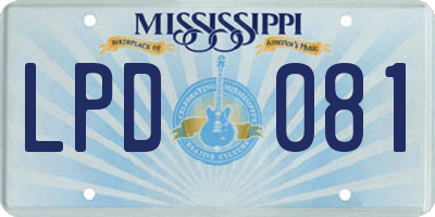 MS license plate LPD081