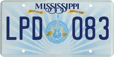 MS license plate LPD083