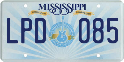 MS license plate LPD085