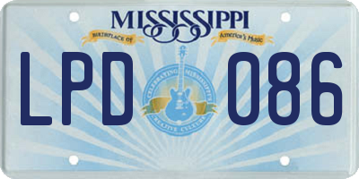 MS license plate LPD086