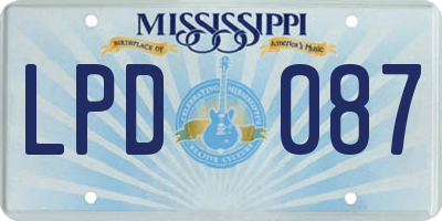 MS license plate LPD087