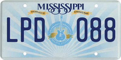 MS license plate LPD088