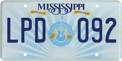 MS license plate LPD092