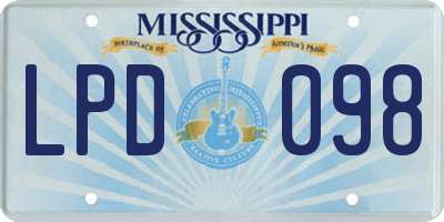 MS license plate LPD098