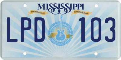 MS license plate LPD103