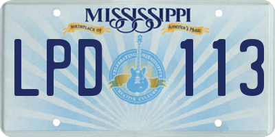 MS license plate LPD113