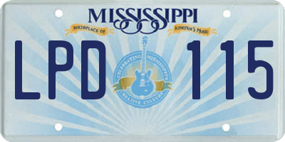 MS license plate LPD115