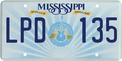 MS license plate LPD135