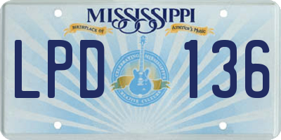 MS license plate LPD136