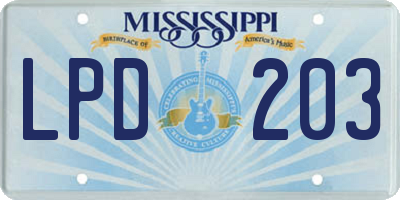 MS license plate LPD203
