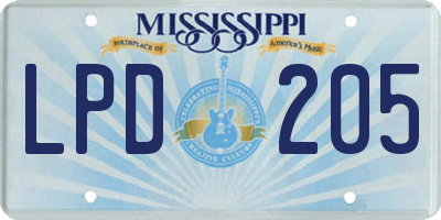 MS license plate LPD205