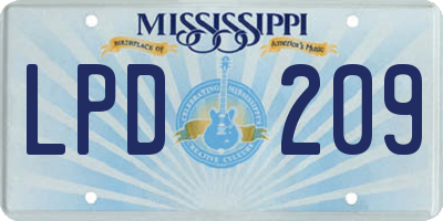 MS license plate LPD209
