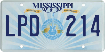 MS license plate LPD214