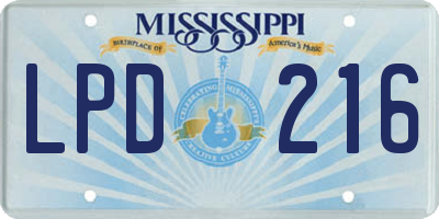 MS license plate LPD216