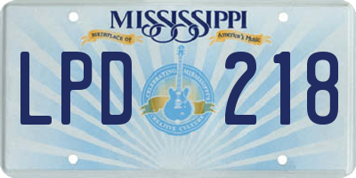 MS license plate LPD218