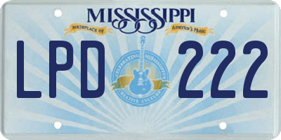 MS license plate LPD222