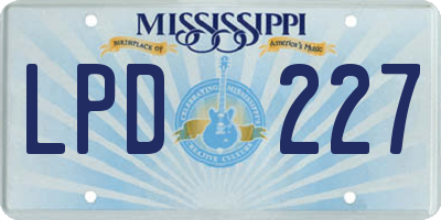 MS license plate LPD227