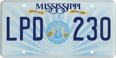 MS license plate LPD230