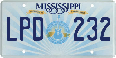 MS license plate LPD232
