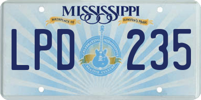 MS license plate LPD235