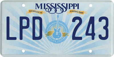 MS license plate LPD243