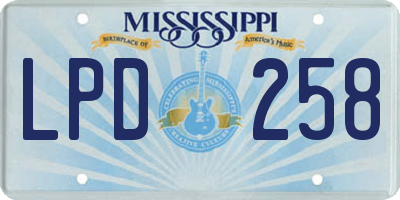MS license plate LPD258