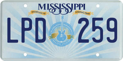 MS license plate LPD259