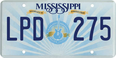 MS license plate LPD275