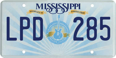 MS license plate LPD285