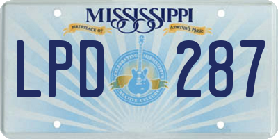 MS license plate LPD287
