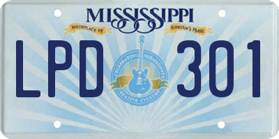 MS license plate LPD301