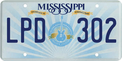 MS license plate LPD302
