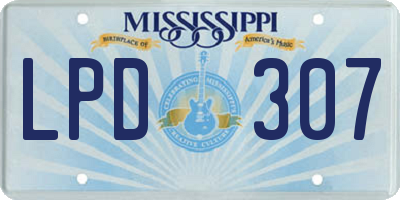 MS license plate LPD307